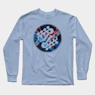 Bass Guitar Headstock Circle Texture Light Theme Long Sleeve T-Shirt